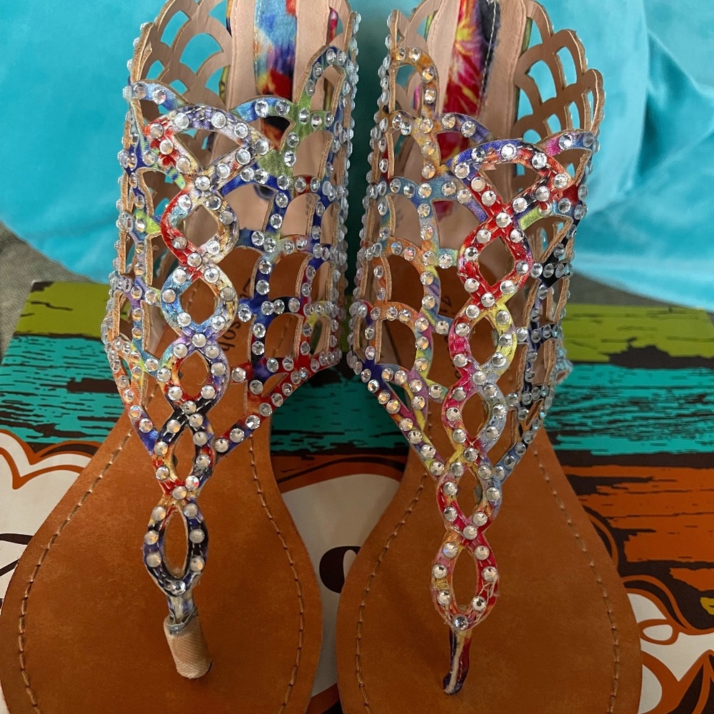 Zigi Soho Multi Color Rhinestone Sandals